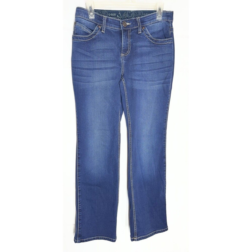Wrangler Women's Q-Baby Bootcut Jeans No Gap Waist Dark Blue Size 5/6 x 32